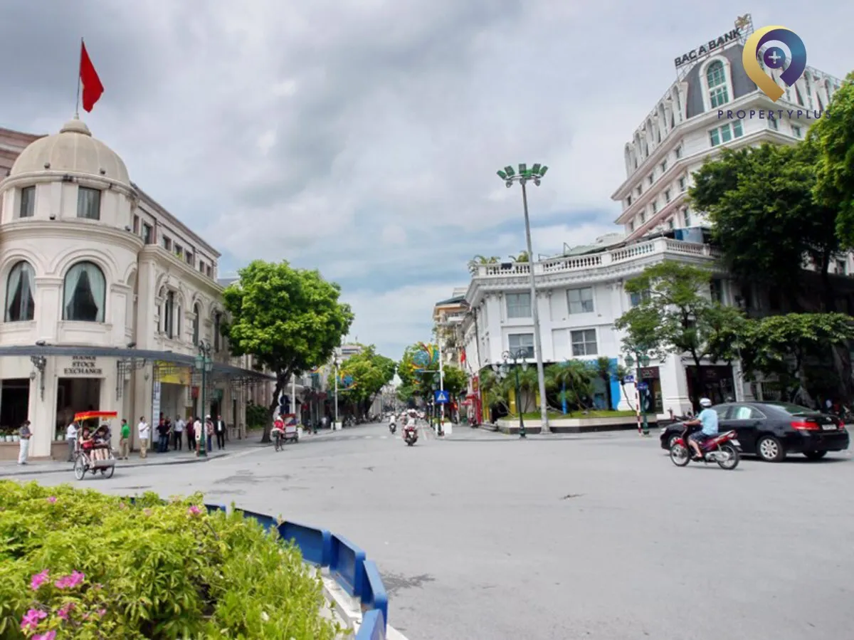 Street view and surroundings of Opera Business Centre in Hanoi.